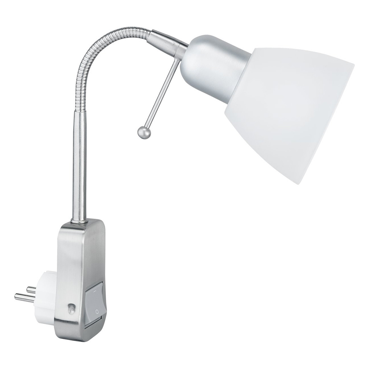 Lampe de Prise avec Interrupteur - Trion - Rond - Mat Chrome - Aluminium - E14 - Lampe à Fiche - Stekkerspot 