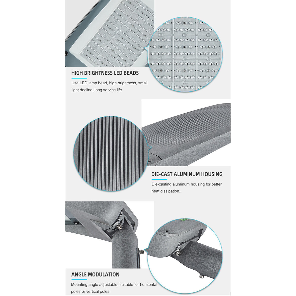 Luminaire LED Urbain - Rinzu Strion - 100 Watts - 16000 Lumens - 4000K - Étanche IP66 - 70x140D Ø60mm Spigot - Conducteur OSRAM - Lumileds