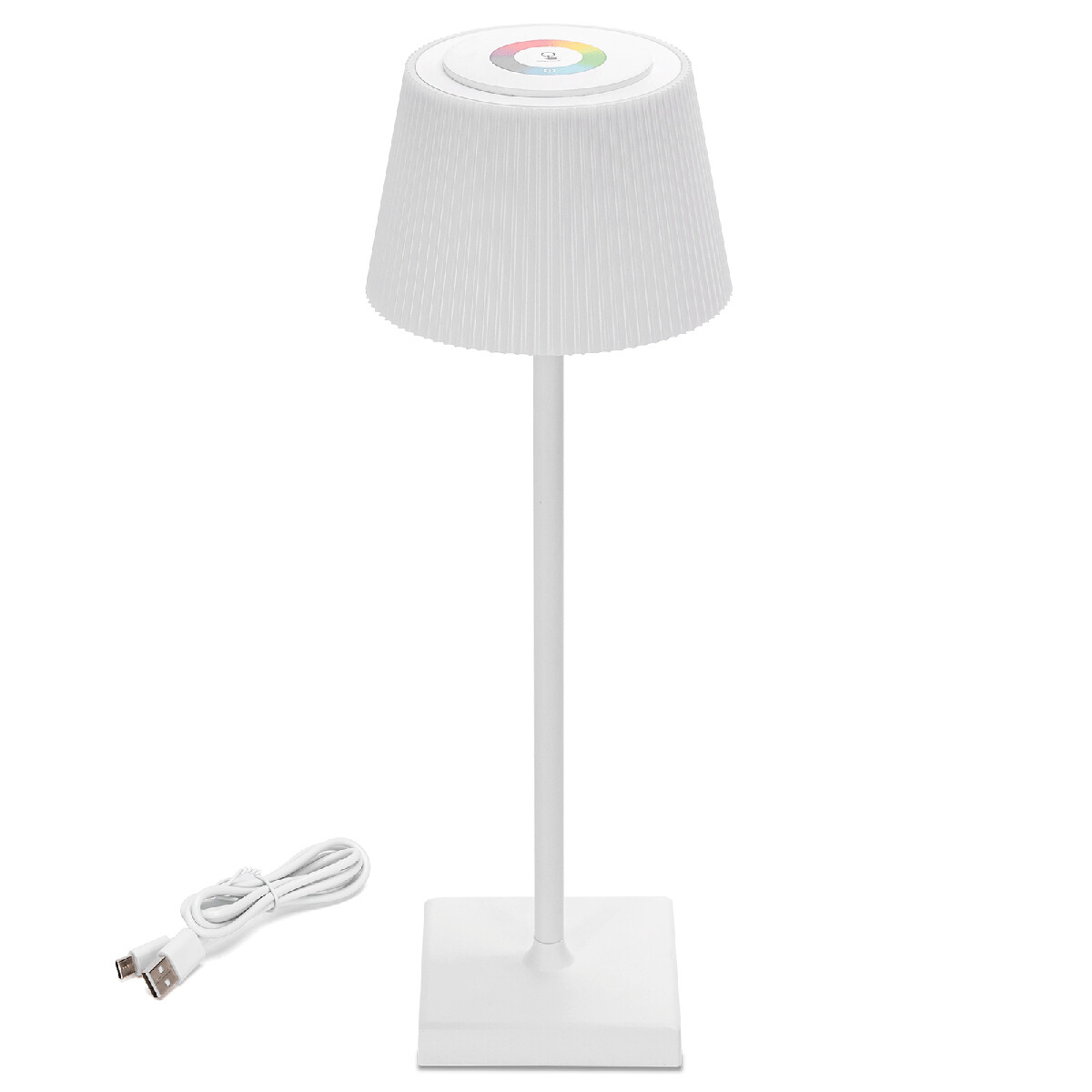 Lampe de Table à Piles Rechargeables - Lampe de Bureau Sans Fil - Réglable - RGB+CCT - Commande Tactile - USB - Blanc