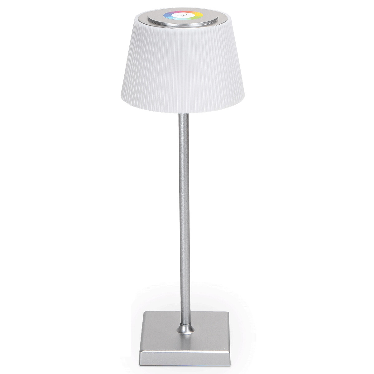 Lampe de Table à Piles Rechargeables - Lampe de Bureau Sans Fil - Réglable - RGB+CCT - Commande Tactile - USB - Argenté