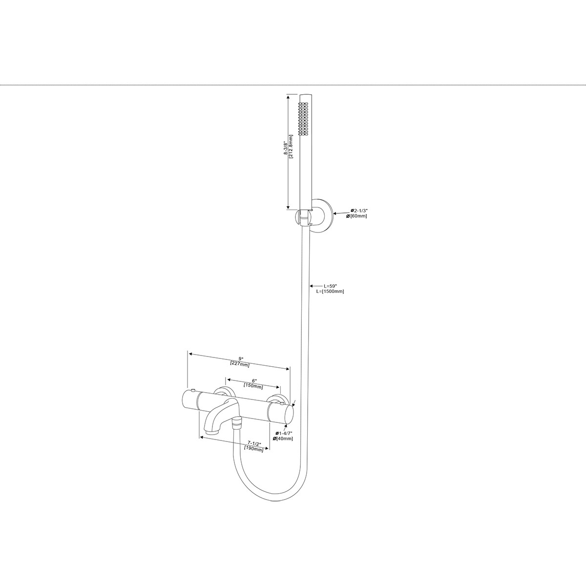 Mitigeur Thermostatique Bain/Douche avec Douchette à Main et Support de Douchette - Leoni - Inox - PVD - Or Brossé