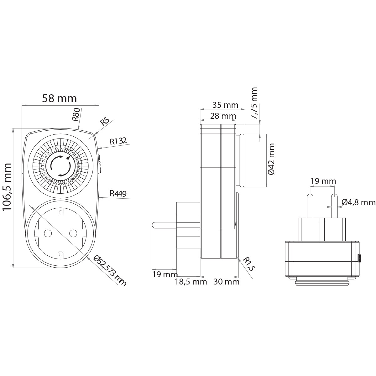 Minuterie - Horloge de Commutation Analogique - 3500W - Blanc