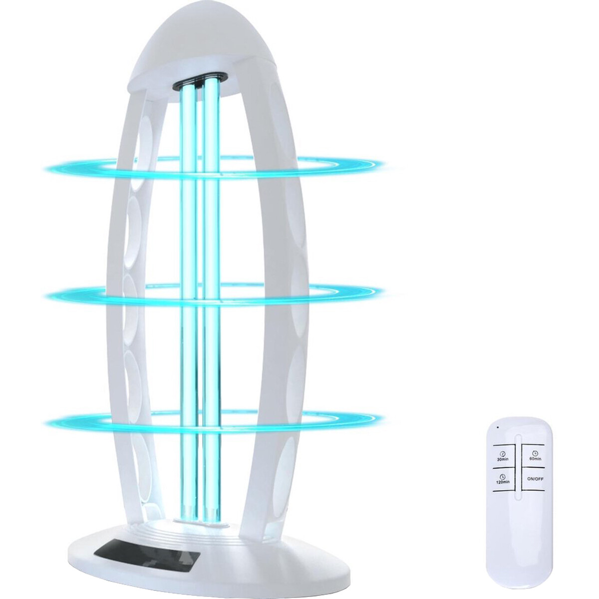 Lampe de Table UV-C - Aigi Desty - Lampe de Désinfection - Stérilisateur UV - Télécommande - Minuteur - 360º - Blanc