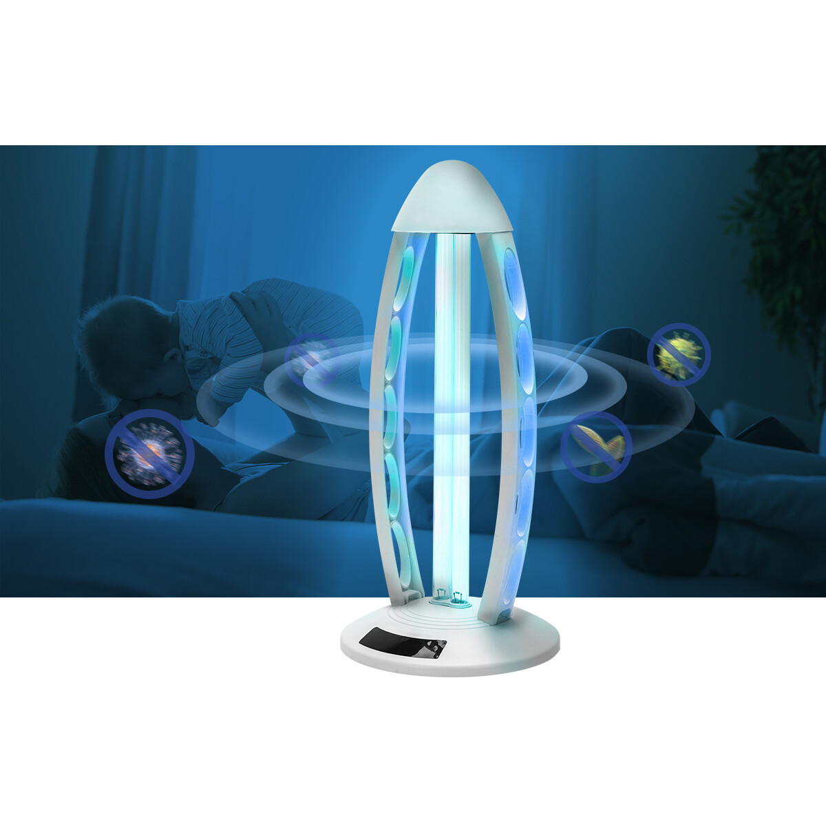 Lampe de Table UV-C - Aigi Desty - Lampe de Désinfection - Stérilisateur UV - Télécommande - Minuteur - 360º - Blanc