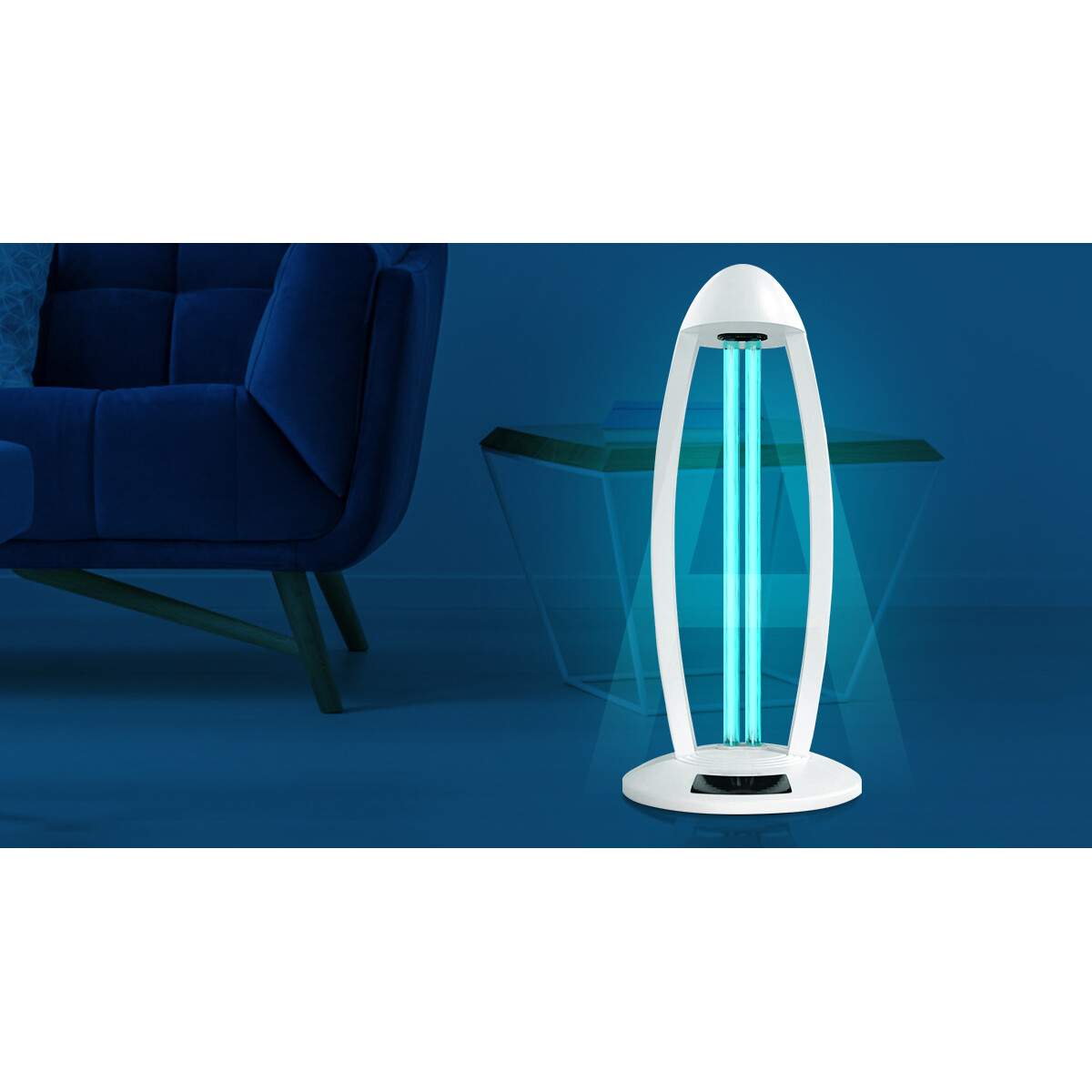 Lampe de Table UV-C - Aigi Desty - Lampe de Désinfection - Stérilisateur UV - Télécommande - Minuteur - 360º - Blanc