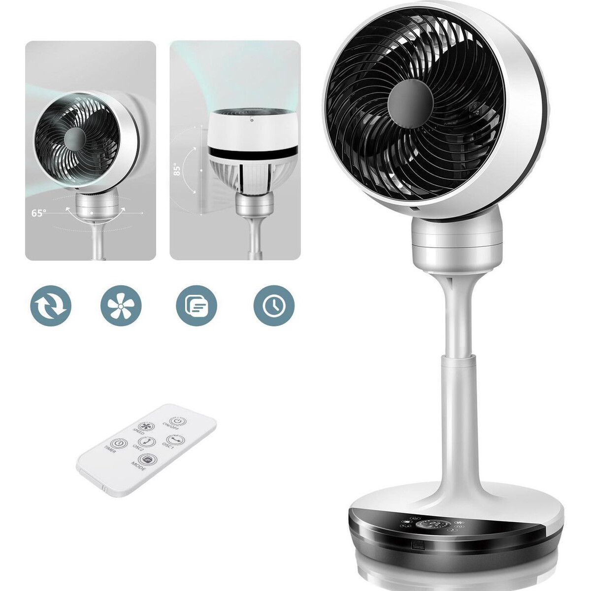 Ventilateur - Aigi Diloma - Ventilateur sur Trépied - Debout - Rond - Mat Blanc - Plastique