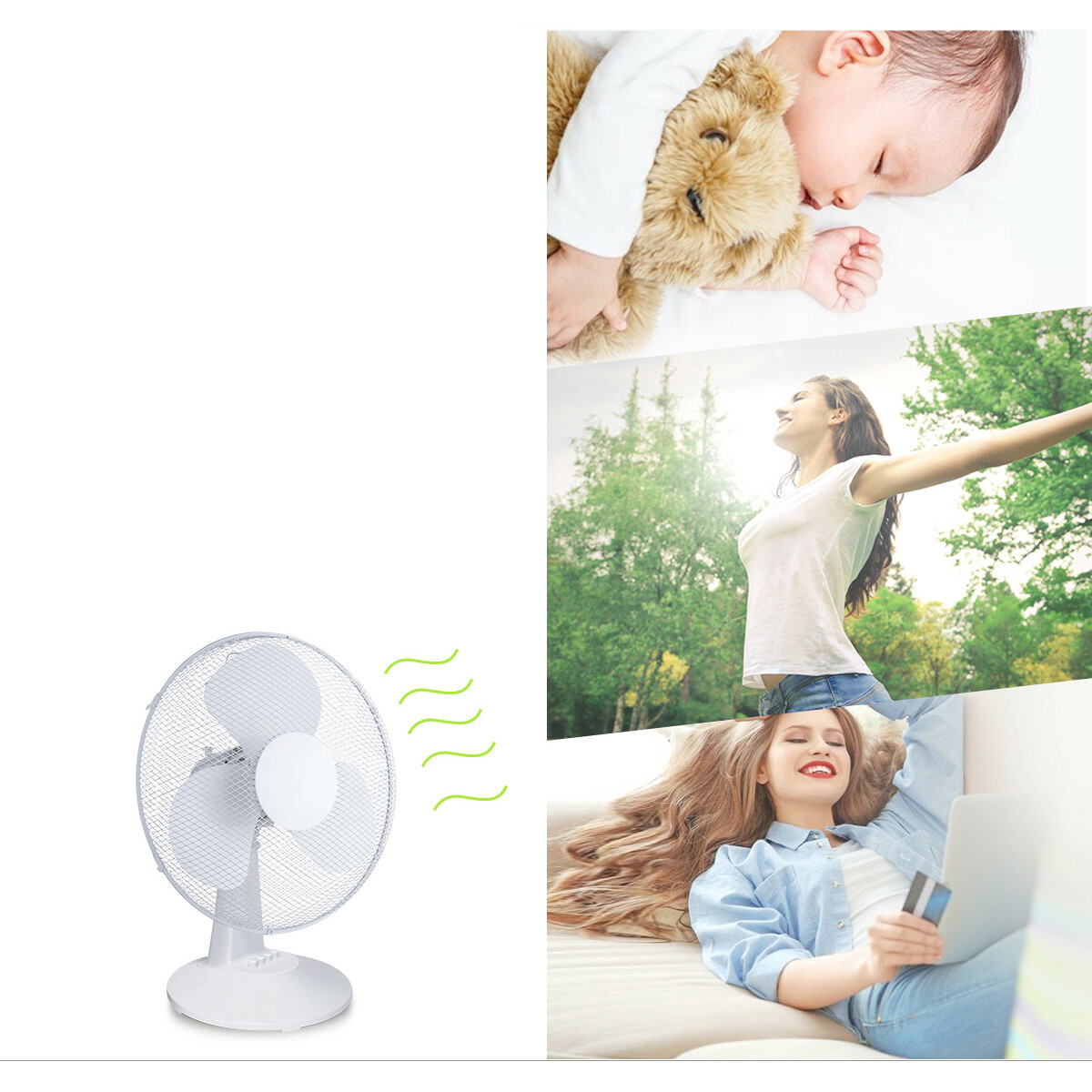 Ventilateur - Aigi Lyno - 25W - Ventilateur de Table - Debout - Rond - Mat Blanc - Plastique