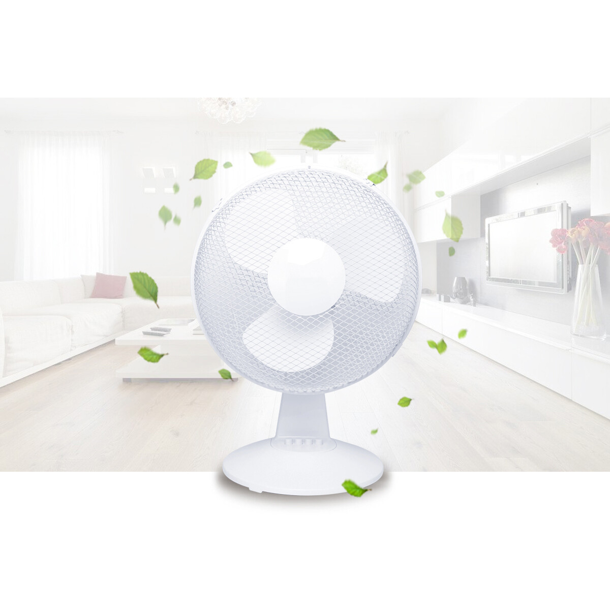 Ventilateur - Aigi Lyno - 40W - Ventilateur de Table - Debout - Rond - Mat Blanc - Plastique