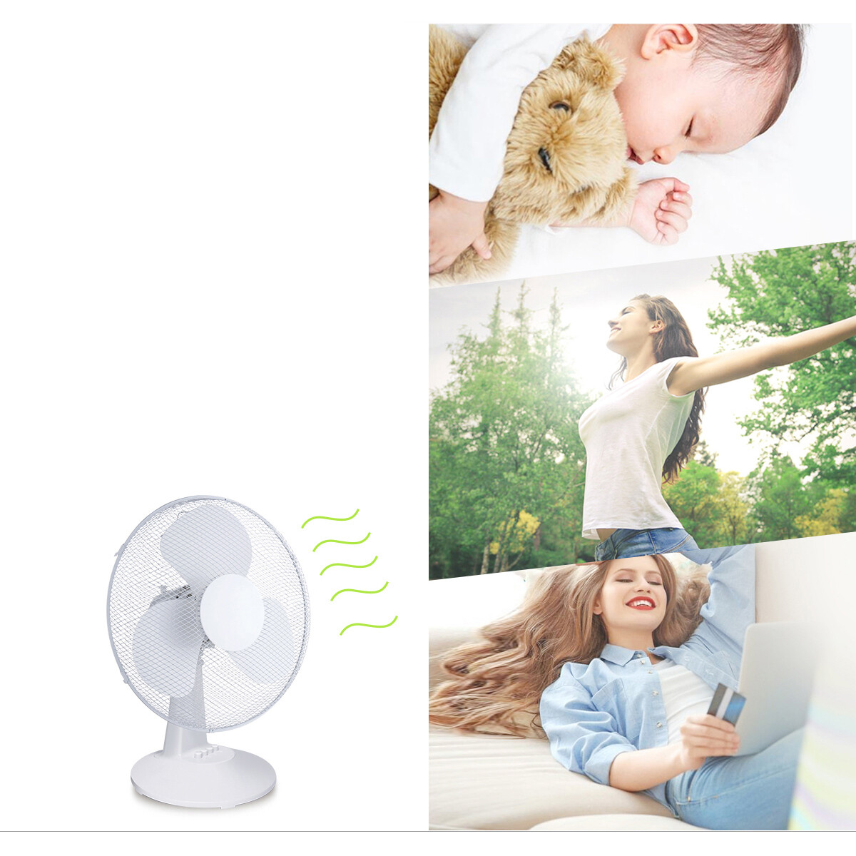 Ventilateur - Aigi Lyno - 40W - Ventilateur de Table - Debout - Rond - Mat Blanc - Plastique