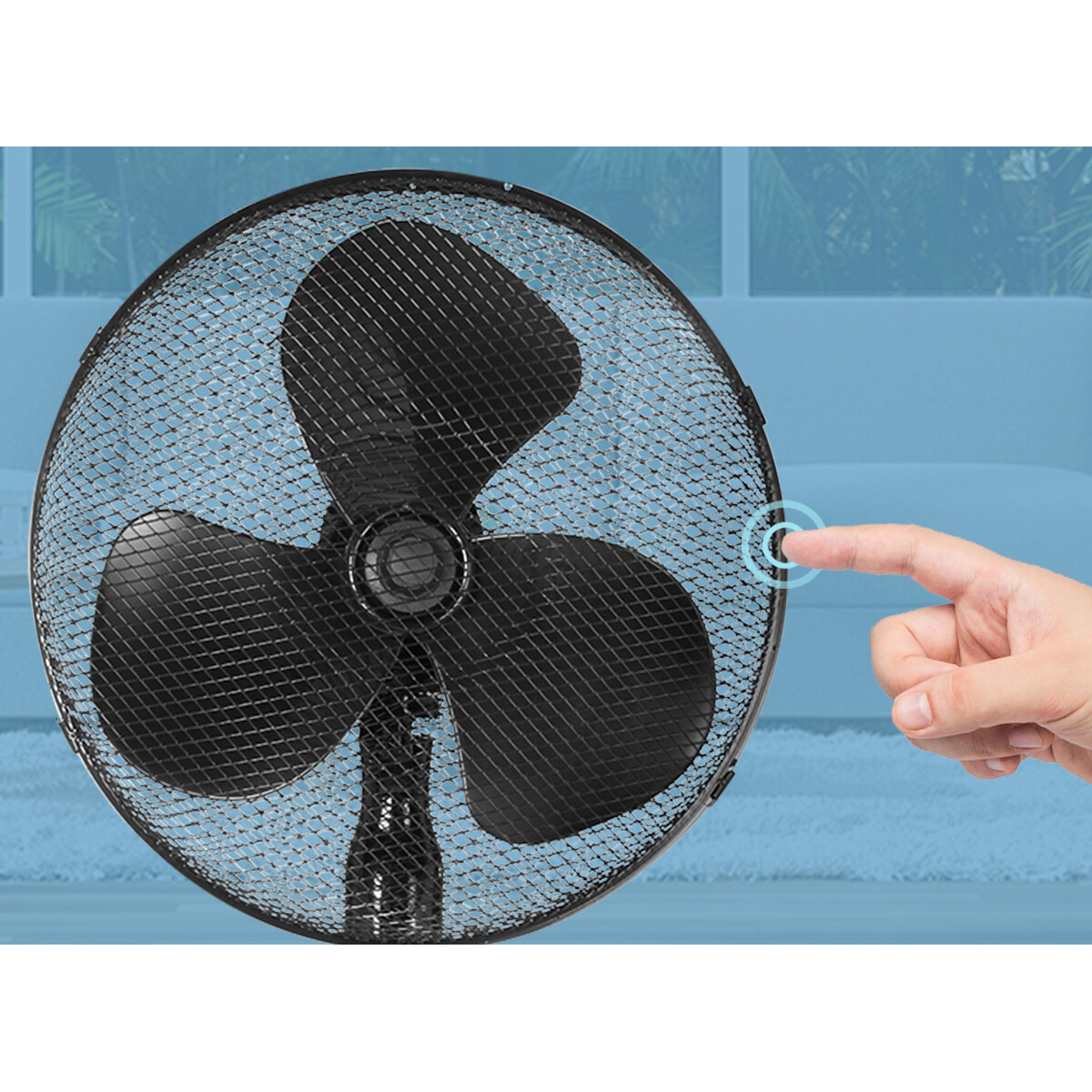 Ventilateur - Aigi Uyno - Ventilateur sur Trépied - Debout - Rond - Mat Noir - Plastique