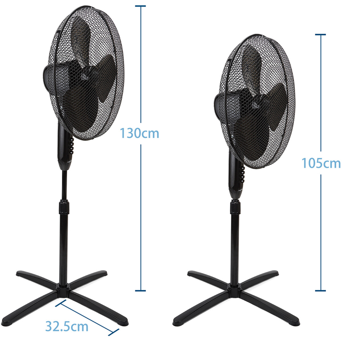 Ventilateur - Aigi Uyno - Ventilateur sur Trépied - Debout - Rond - Mat Noir - Plastique