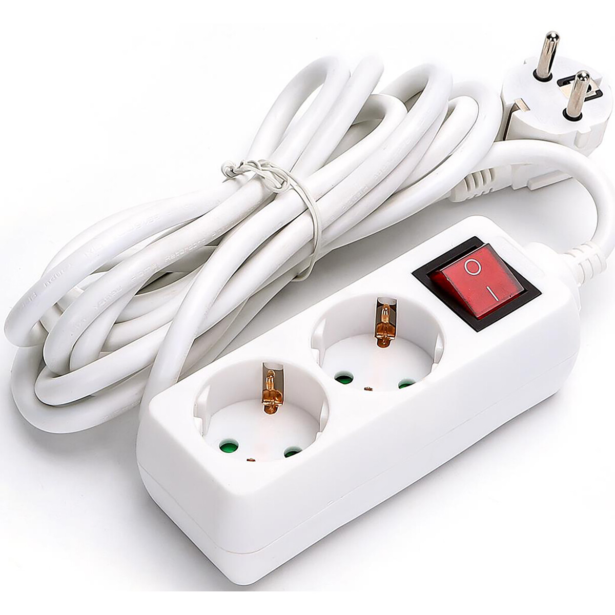 Multiprise avec Interrupteur - Aigi Antris - 3680W - 2 Prises - 5 Mètres - Blanc