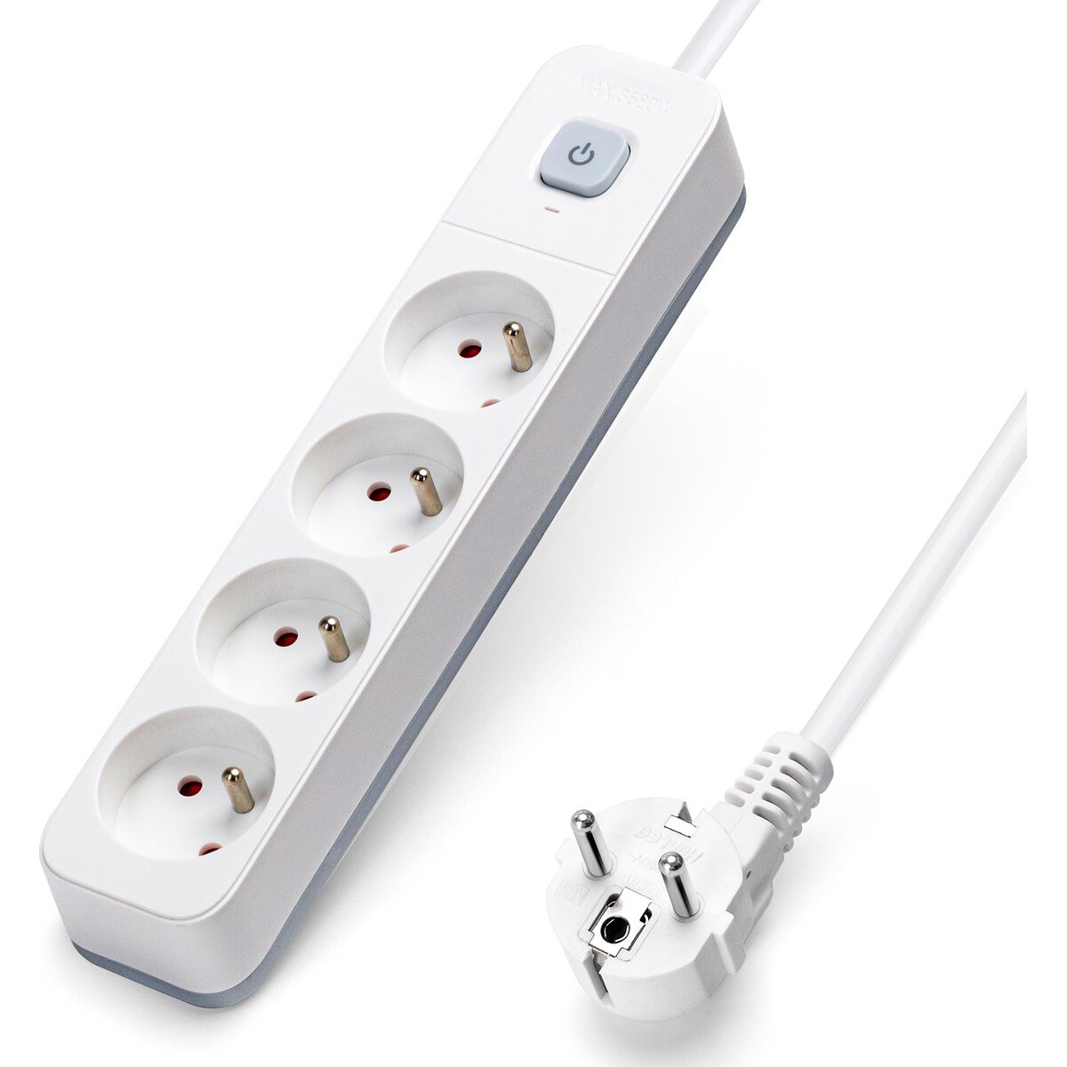 Multiprise avec Interrupteur - Aigi Anzim - 2300W - 4 Prises - 3 Mètres - Blanc