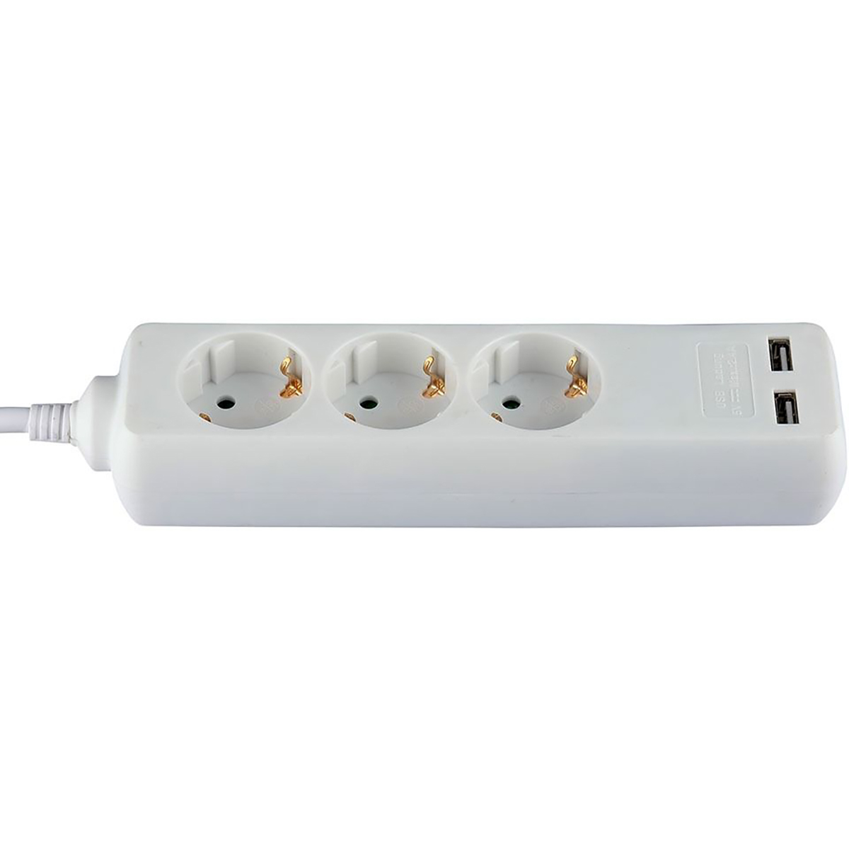 Bloc Multiprises avec USB - Viron Serino - 3680W - 3 Prises - 1.5 Mètre - Blanc