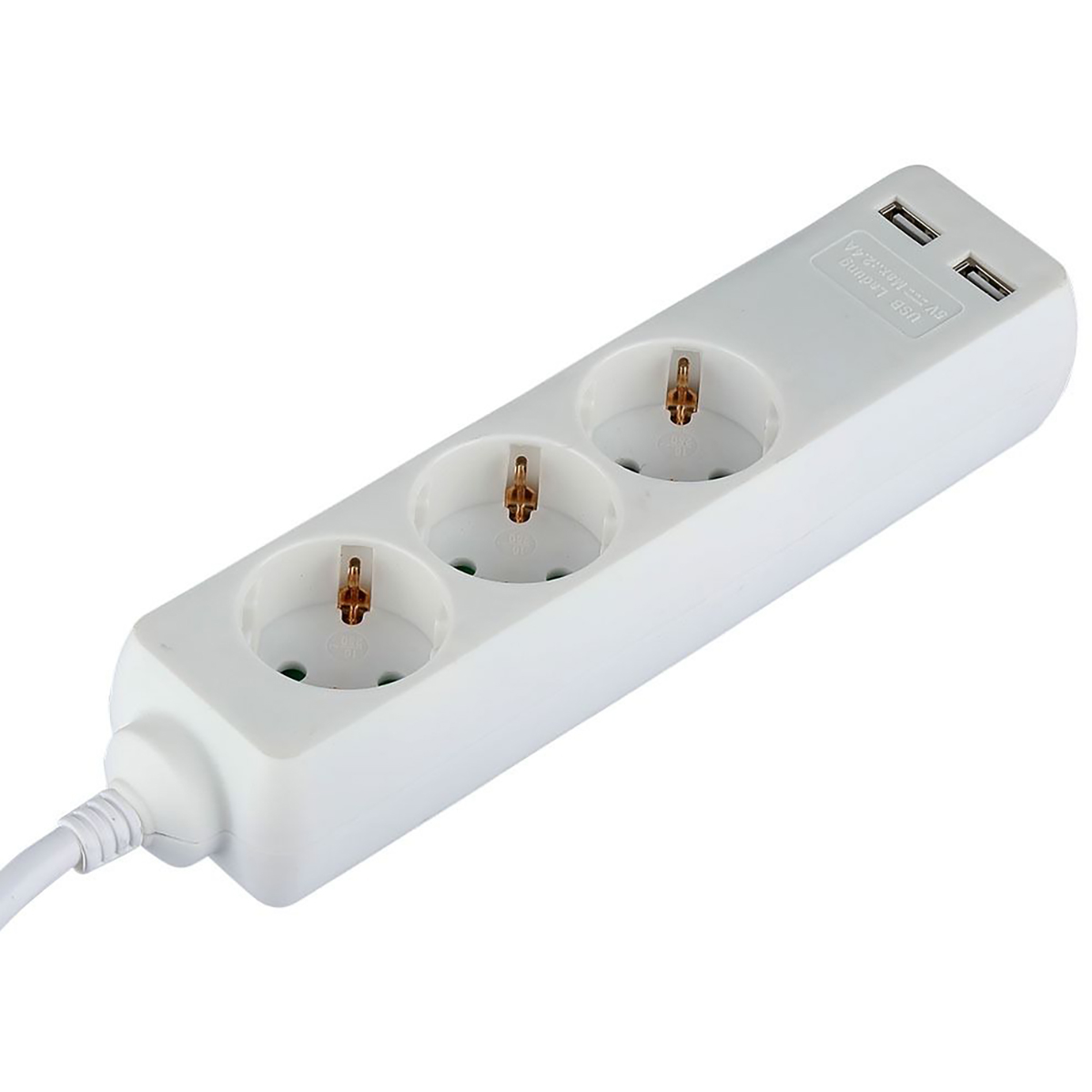 Bloc Multiprises avec USB - Viron Serino - 3680W - 3 Prises - 1.5 Mètre - Blanc