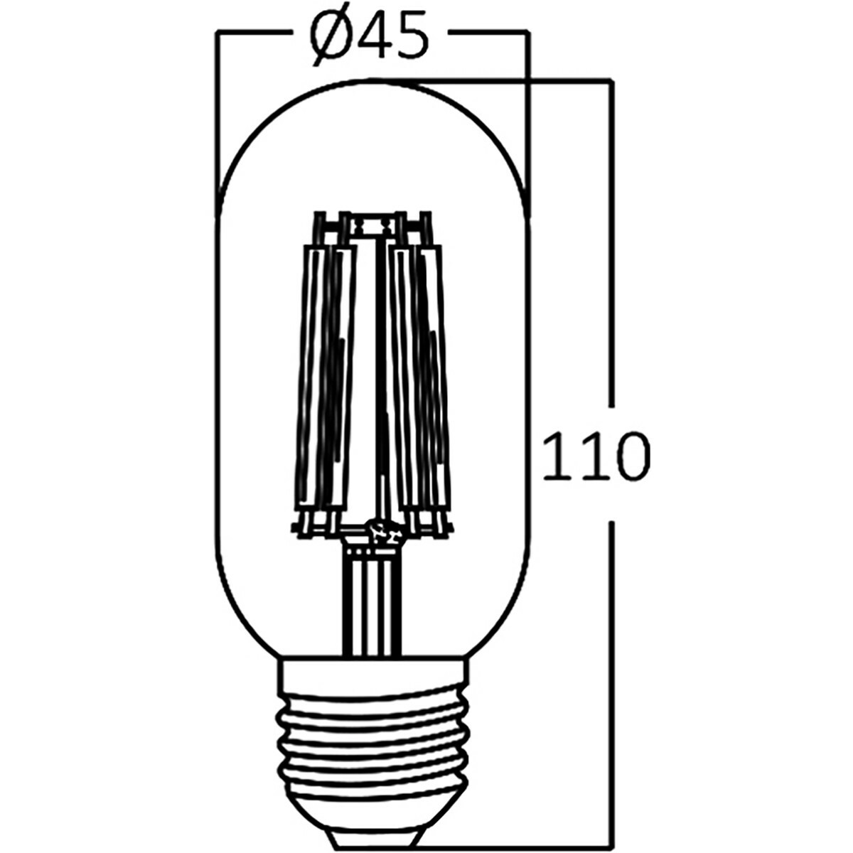 Pack Avantage 10x LED Lampe E27 Tube Filament - Brinton - Ambre 4W 360lm - 822 Blanc Très Chaud 2200K - T45 | Remplace 32W