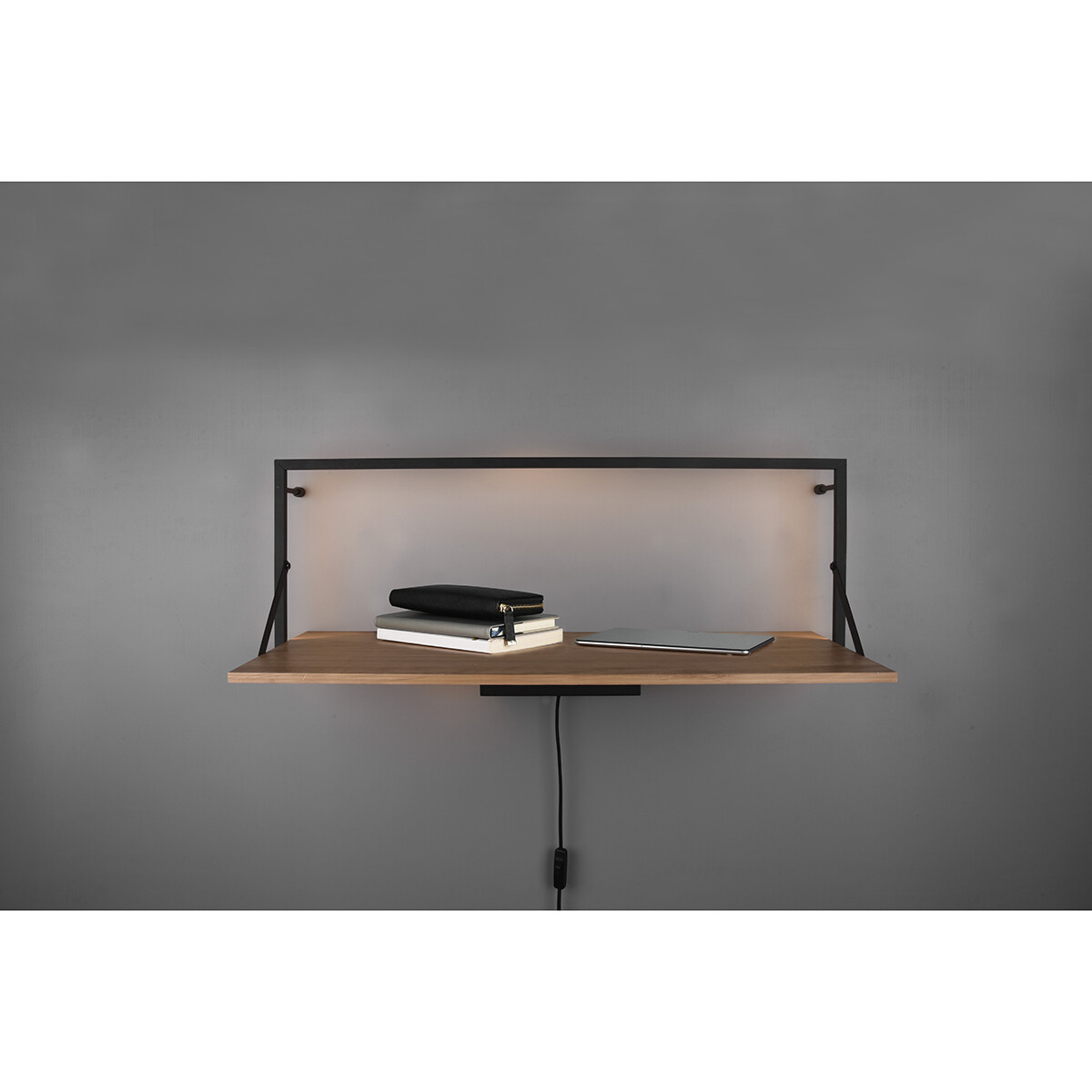 Etagère murale - Trion Lino - Étagère avec Éclairage LED - 10W - Blanc Chaud 3000K - Noir