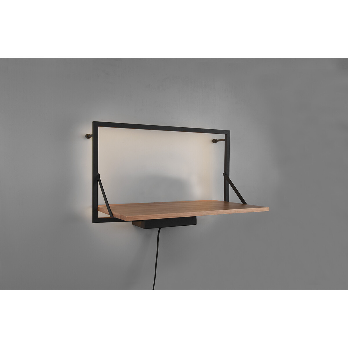 Etagère murale - Trion Lino - Étagère avec Éclairage LED - 9W - Blanc Chaud 3000K - Noir