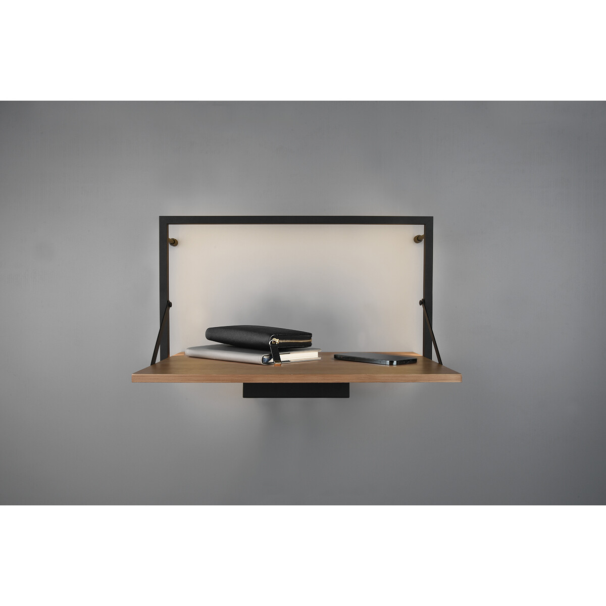 Etagère murale - Trion Lino - Étagère avec Éclairage LED - 9W - Blanc Chaud 3000K - Noir