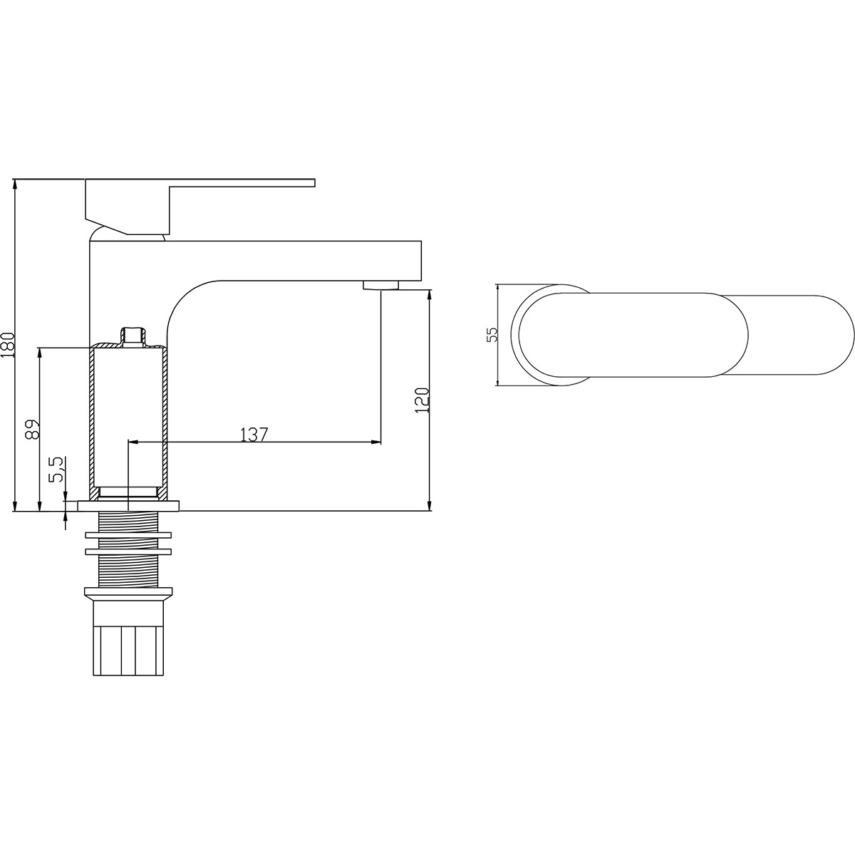 Robinet de lavabo - Mitigeur de lavabo - Leoni Dinbo - Montage en surface - Rond - Chrome