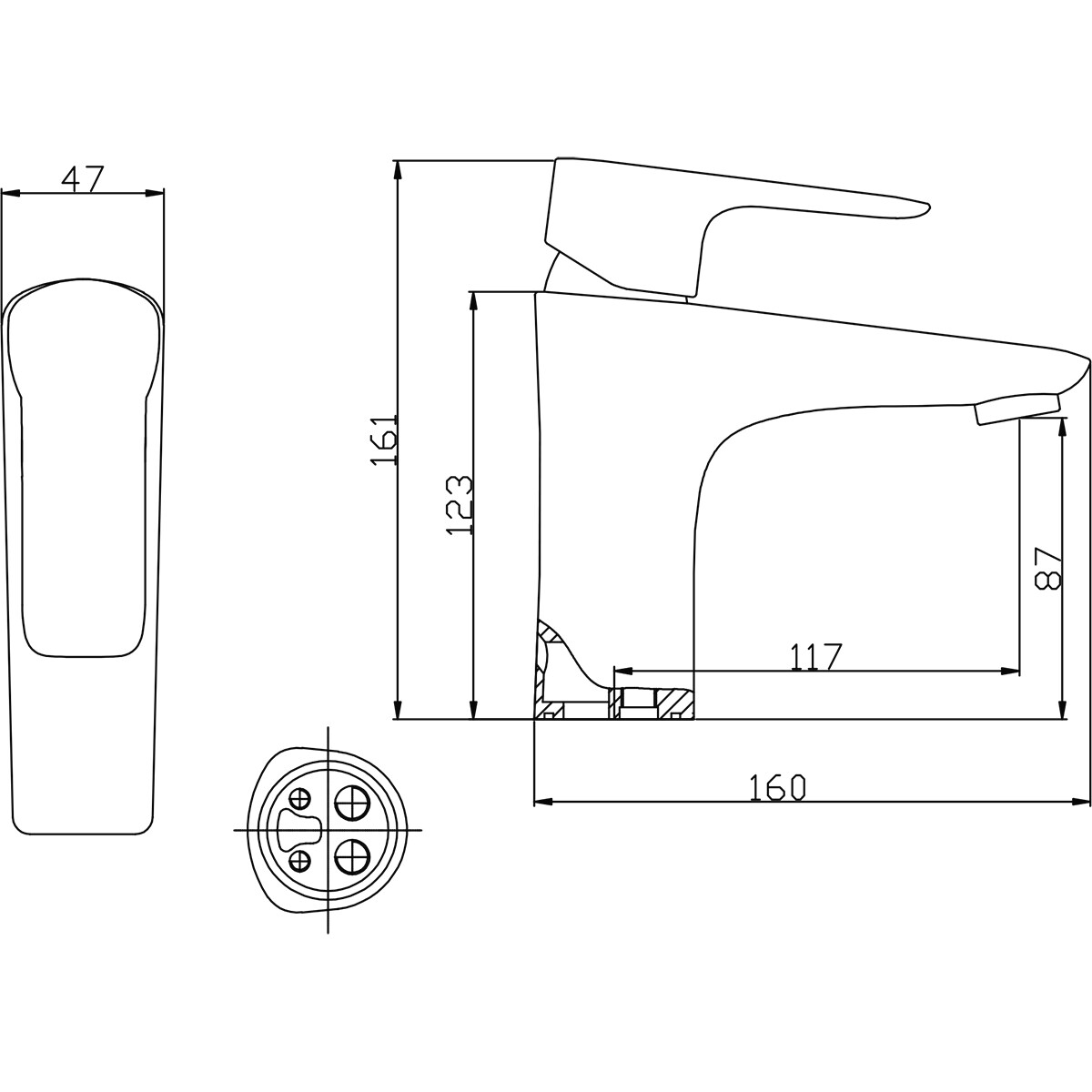 Robinet de lavabo - Mitigeur de lavabo - Leoni Drimbin - Montage en surface - Rond - Noir mat