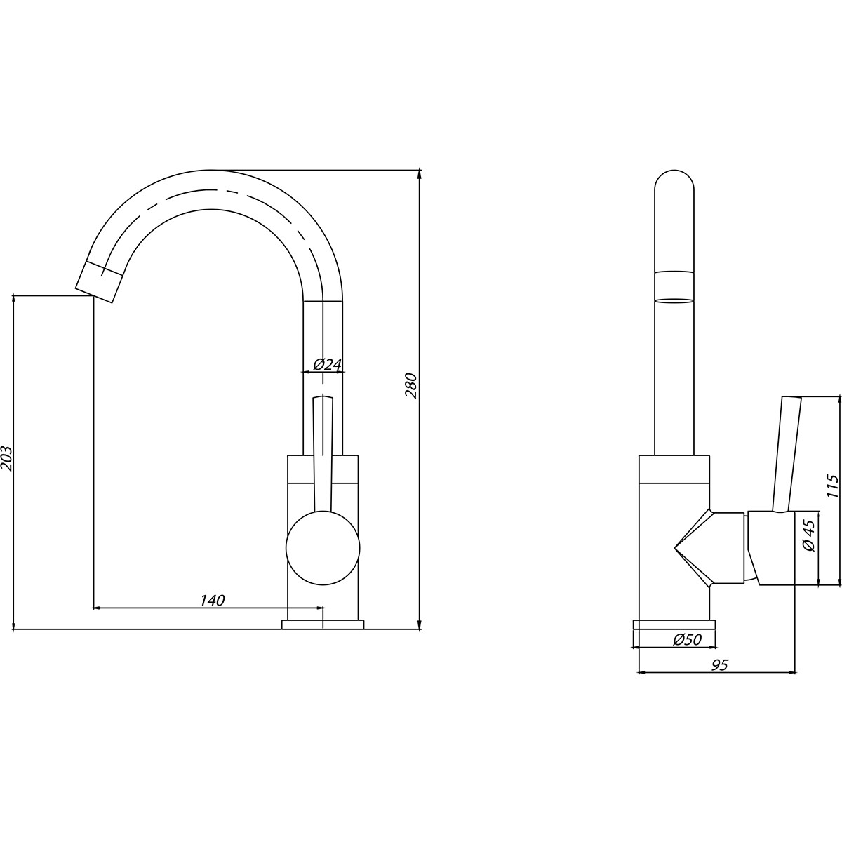 Robinet de lavabo - Mitigeur de lavabo - Leoni Elni - Montage en surface - Rond - Chrome