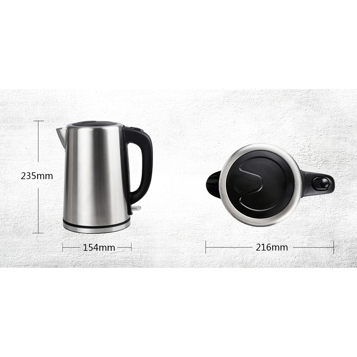 Bouilloire - Aigi Ribon - 1.7 Litre - 2200 Watt - Inox Brossé - Noir/Argent