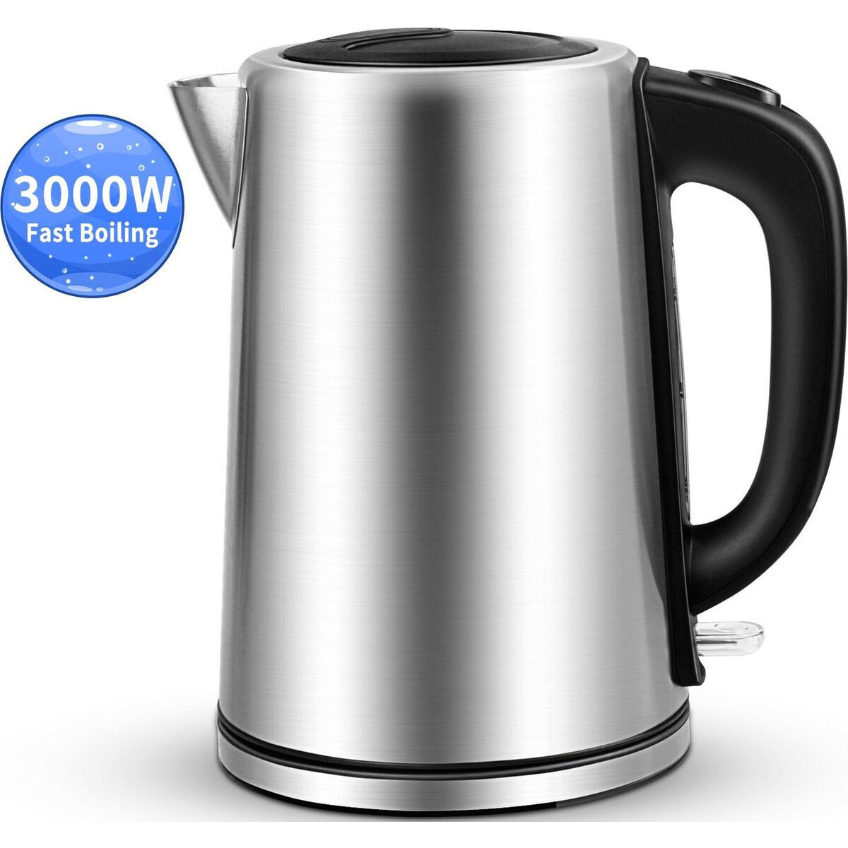 Bouilloire - Aigi Ribon - 1.7 Litre - Fonction de Cuisson Rapide - 3000 Watt - Inox Brossé - Noir/Argent